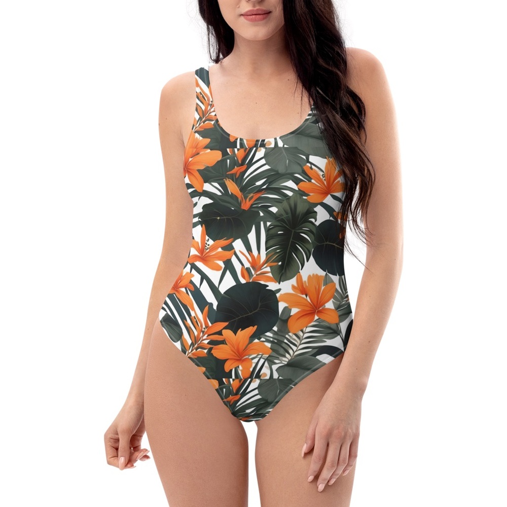Women’s One-Piece Bathing Suit Tropical Print XS-XL